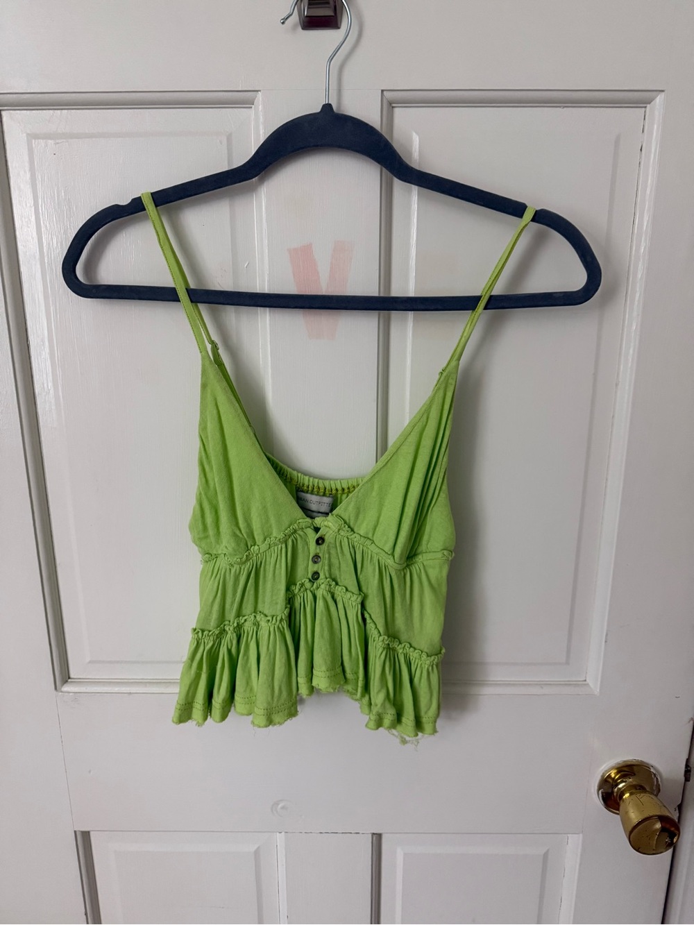 Urban Outfitters Lime Green Ruffle Crop Tank Top - Women